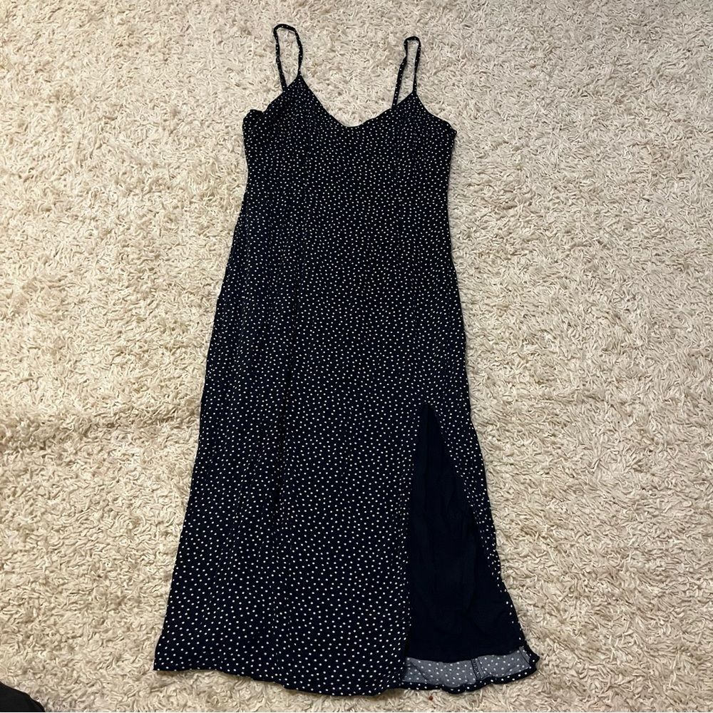 Abercrombie and Fitch True Navy Polka Dot Midi Dress size XSP